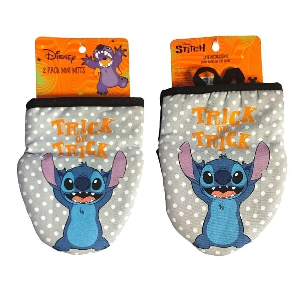 Disney Stitch‎ Halloween Trick Or Treat Print 2 Pack Mini Oven Mitts Set NWT
